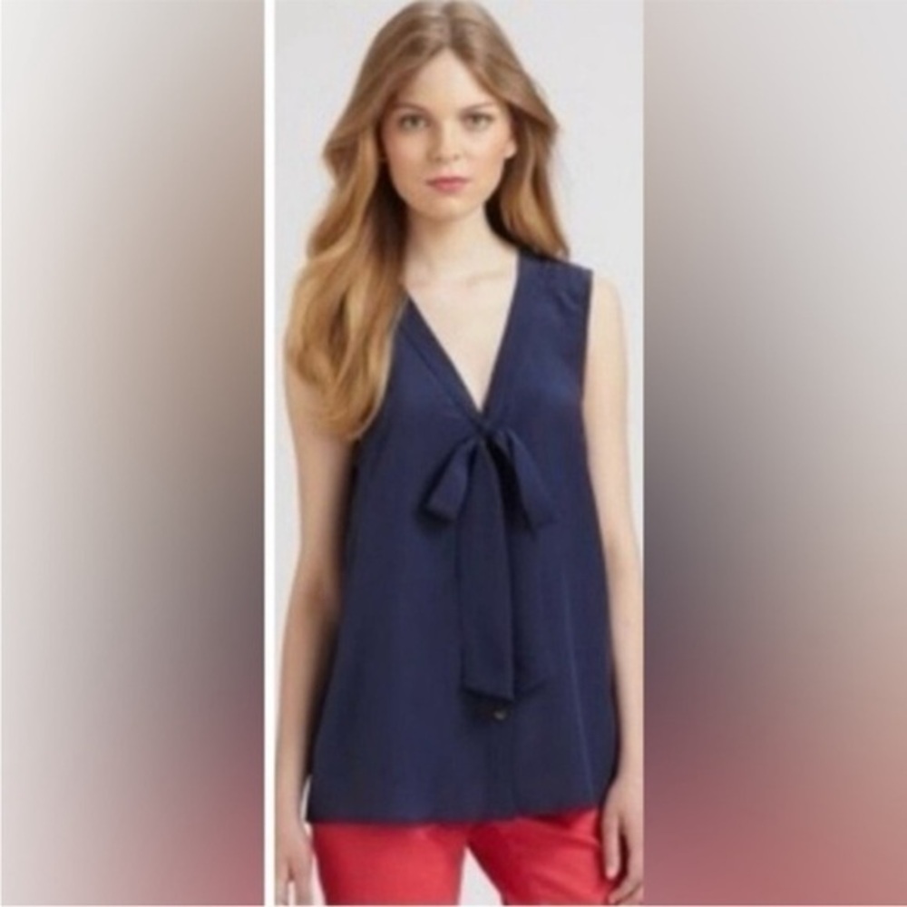 ▶️ Lilly Pulitzer ◀️ Black Silk Tie Front Sleeveless Blouse